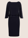 APART Kleid mit Chiffoncape in Lagenoptik mit Spitzenborte | nachtblau