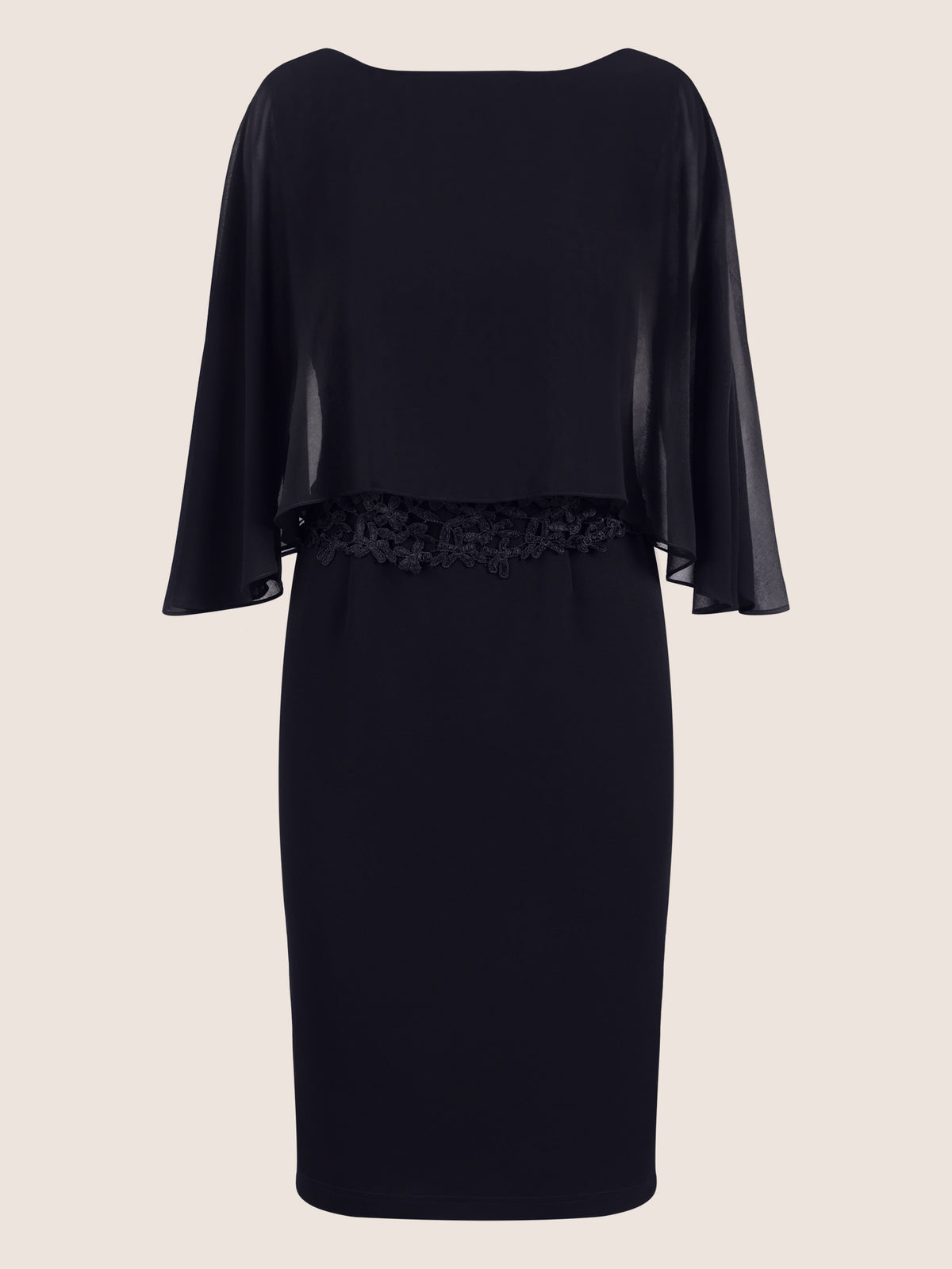 APART Kleid mit Chiffoncape in Lagenoptik mit Spitzenborte | nachtblau