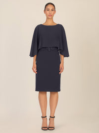 APART Kleid mit Chiffoncape in Lagenoptik mit Spitzenborte | nachtblau