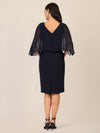 APART Kleid mit Chiffoncape in Lagenoptik mit Spitzenborte | nachtblau