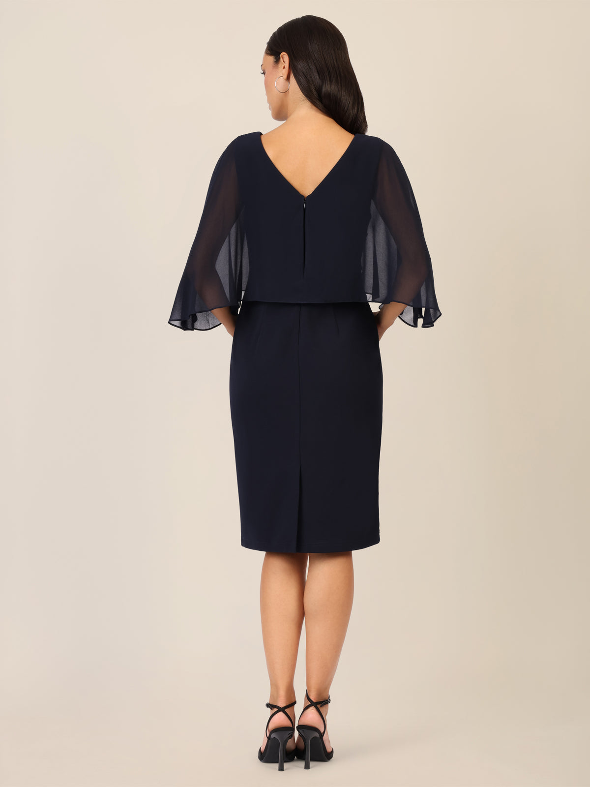 APART Kleid mit Chiffoncape in Lagenoptik mit Spitzenborte | nachtblau