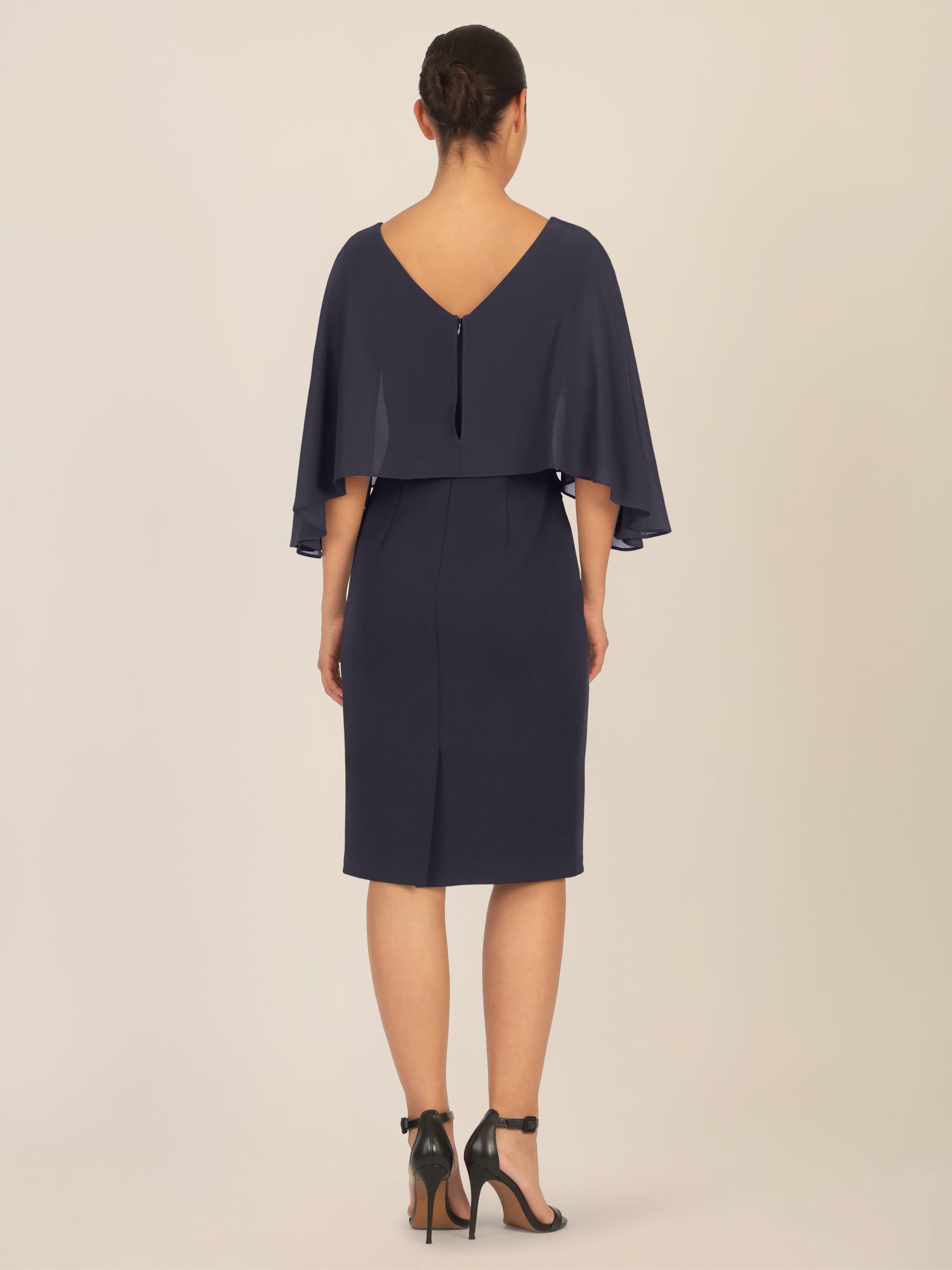 APART Kleid mit Chiffoncape in Lagenoptik mit Spitzenborte | nachtblau