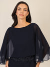 APART Kleid mit Chiffoncape in Lagenoptik mit Spitzenborte | nachtblau