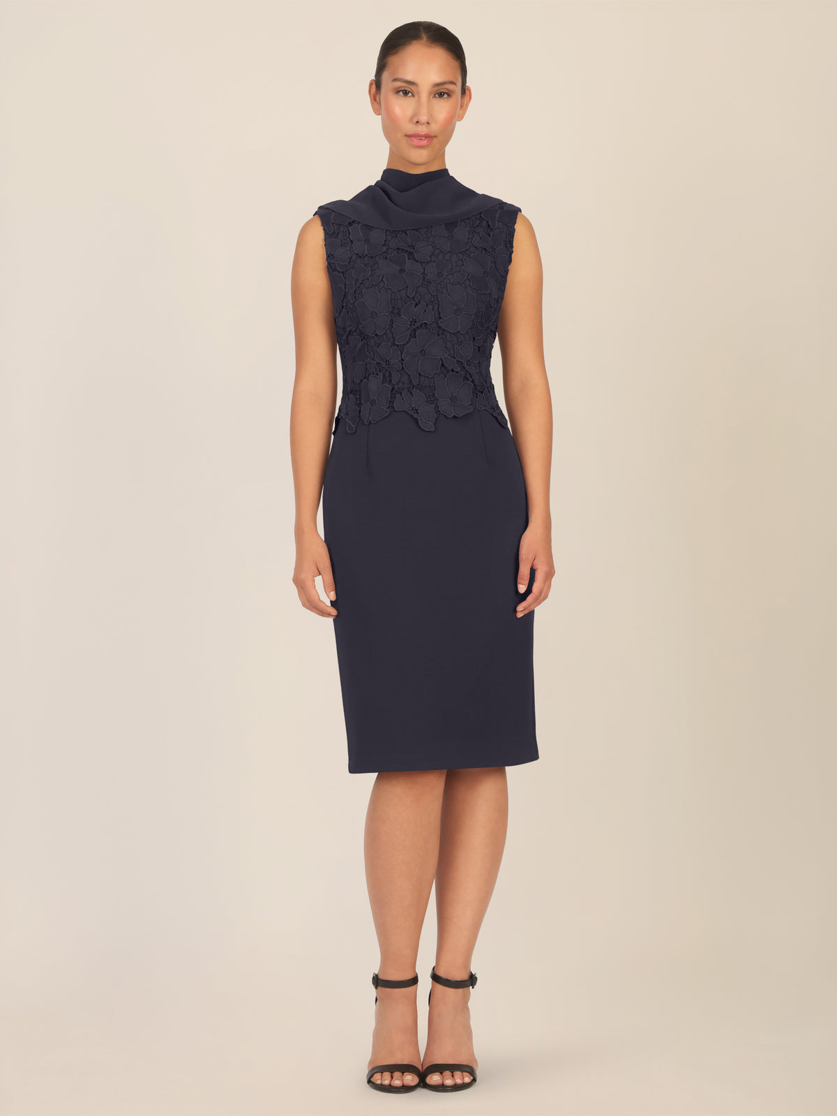 APART Kleid mit Chiffoncape in Lagenoptik mit Spitzenborte | nachtblau