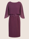 APART Kleid mit Chiffoncape in Lagenoptik mit Spitzenborte | dunkel lila