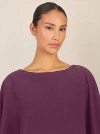 APART Kleid mit Chiffoncape in Lagenoptik mit Spitzenborte | dunkel lila