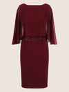 APART Kleid mit Chiffoncape in Lagenoptik mit Spitzenborte | bordeauxrot