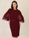 APART Kleid mit Chiffoncape in Lagenoptik mit Spitzenborte | bordeauxrot
