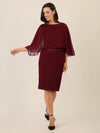 APART Kleid mit Chiffoncape in Lagenoptik mit Spitzenborte | bordeauxrot