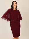 APART Kleid mit Chiffoncape in Lagenoptik mit Spitzenborte | bordeauxrot
