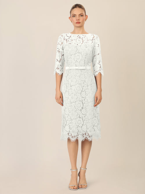 APART Spitzenkleid mit Schleifen-Gürtel | creme image 1