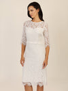 APART Spitzenkleid mit Schleifen-Gürtel | creme