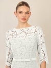APART Spitzenkleid mit Schleifen-Gürtel | creme