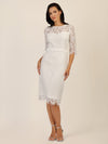 APART Spitzenkleid mit Schleifen-Gürtel | creme