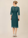 APART Spitzenkleid mit Schleifen-Gürtel | dunkelgrün