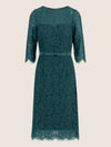 APART Spitzenkleid mit Schleifen-Gürtel | dunkelgrün