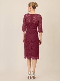 APART Spitzenkleid mit Schleifen-Gürtel | bordeauxrot