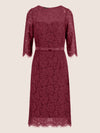 APART Spitzenkleid mit Schleifen-Gürtel | bordeauxrot
