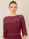 APART Spitzenkleid mit Schleifen-Gürtel | bordeauxrot