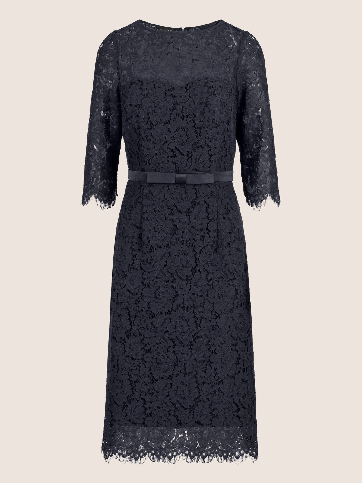 APART Spitzenkleid mit Schleifen-Gürtel | nachtblau