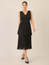 APART Plisseekleid mit Stufenrock und Spitze | schwarz