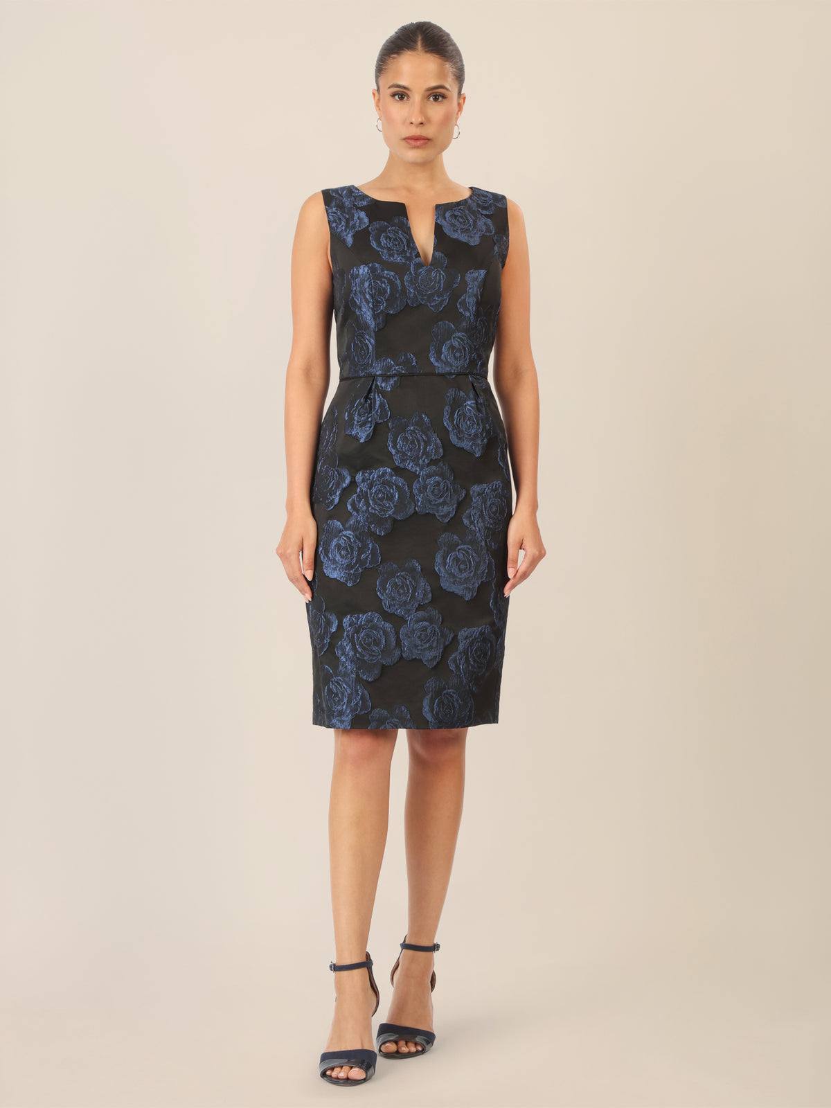 APART Jacquardkleid mit floralen Strukturen | schwarz-nachtblau