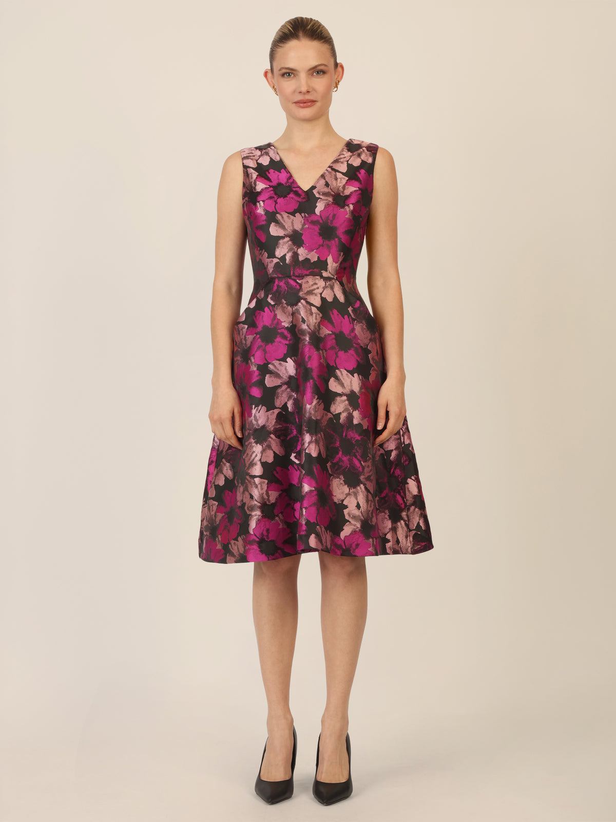 APART Jacquardkleid mit floralem Muster | schwarz-multicolor