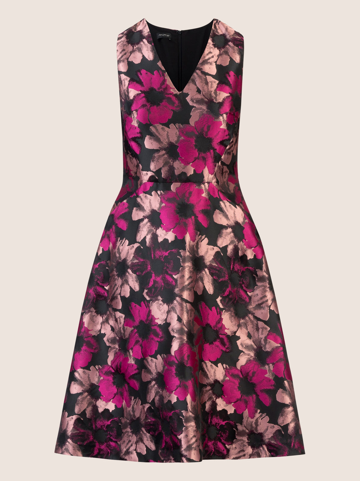APART Jacquardkleid mit floralem Muster | schwarz-multicolor