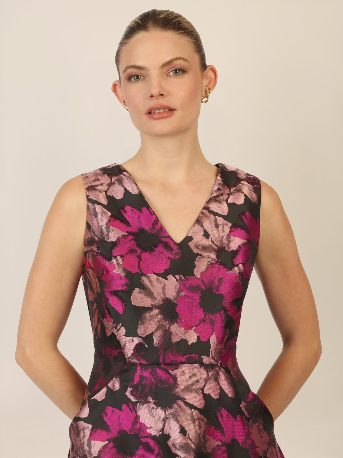 APART Jacquardkleid mit floralem Muster | schwarz-multicolor
