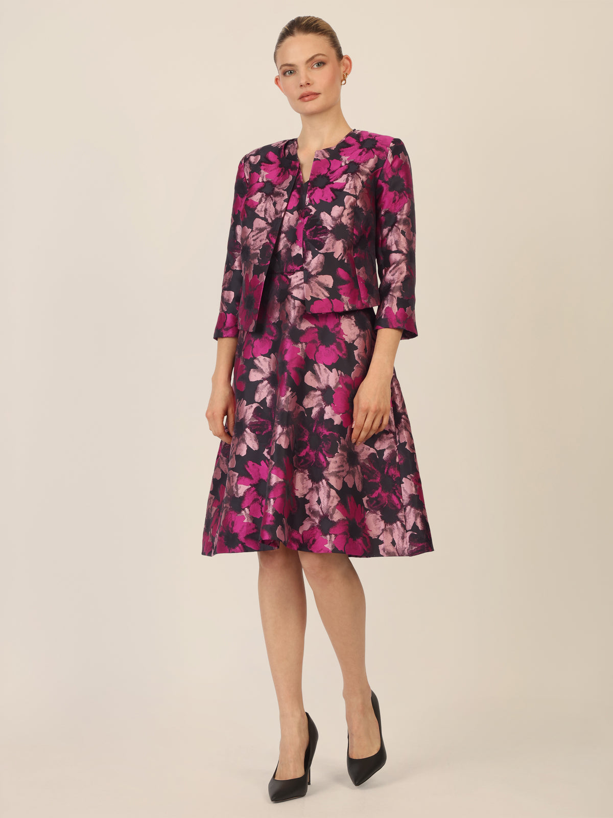 APART Jacquardbolero mit floralem Muster | schwarz-multicolor