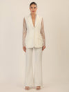 APART Hosenanzug  mit Spitzendetails und Zierkante | creme