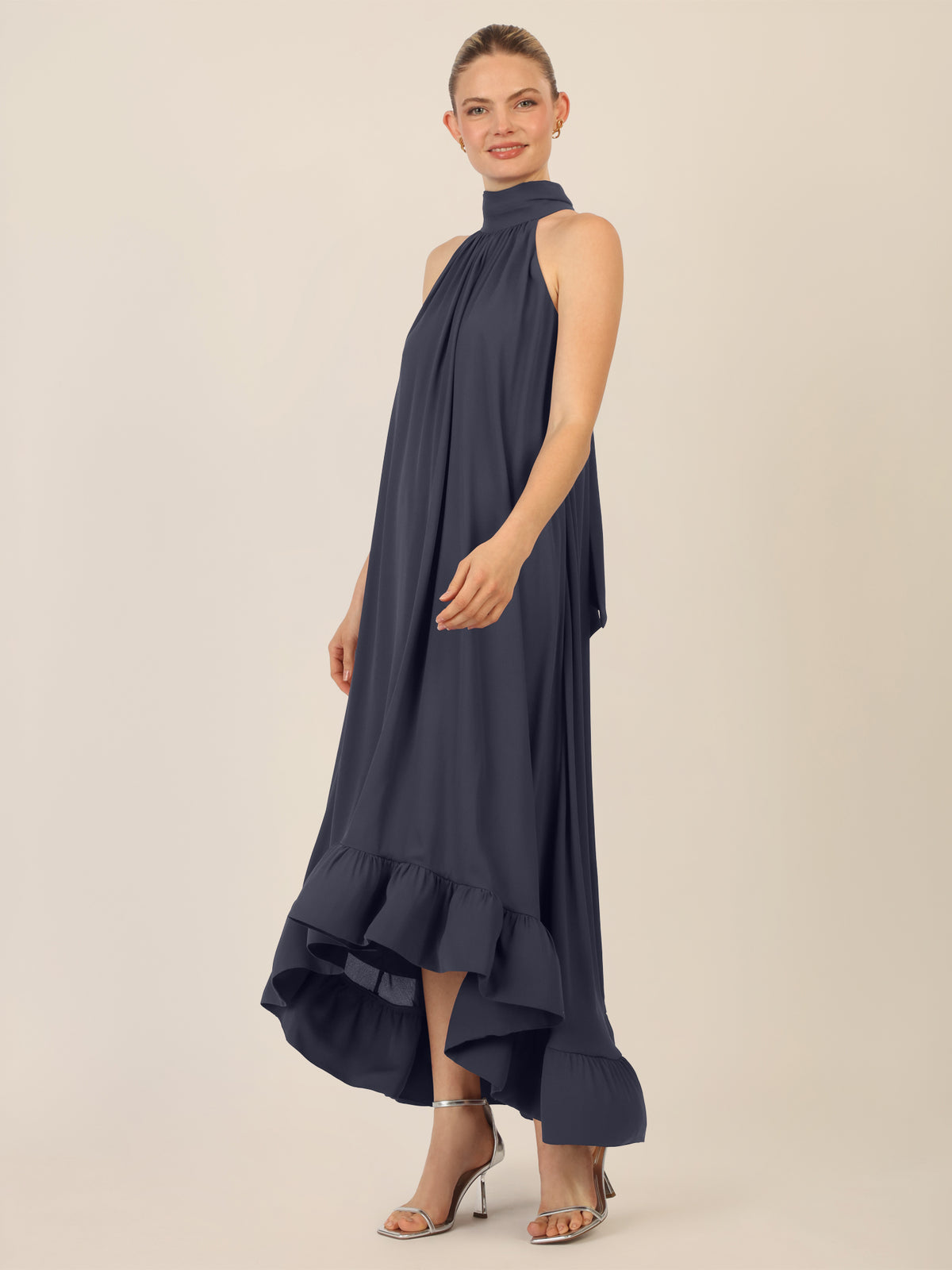 APART Chiffonkleid mit Volantsaum | nachtblau