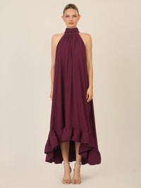 APART Chiffonkleid mit Volantsaum | dunkel lila