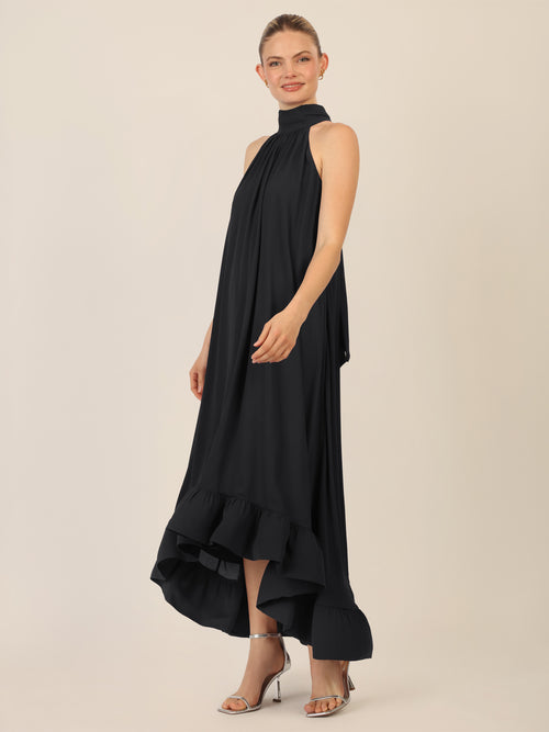 APART Chiffonkleid mit Volantsaum | schwarz image 1