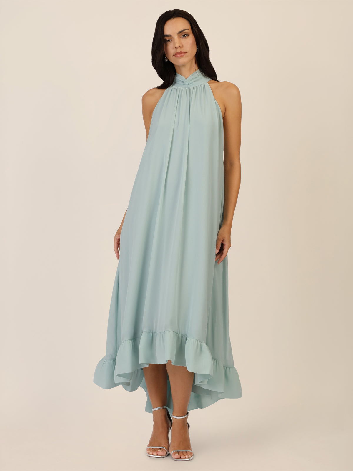 APART Chiffonkleid mit Volantsaum | hellblau