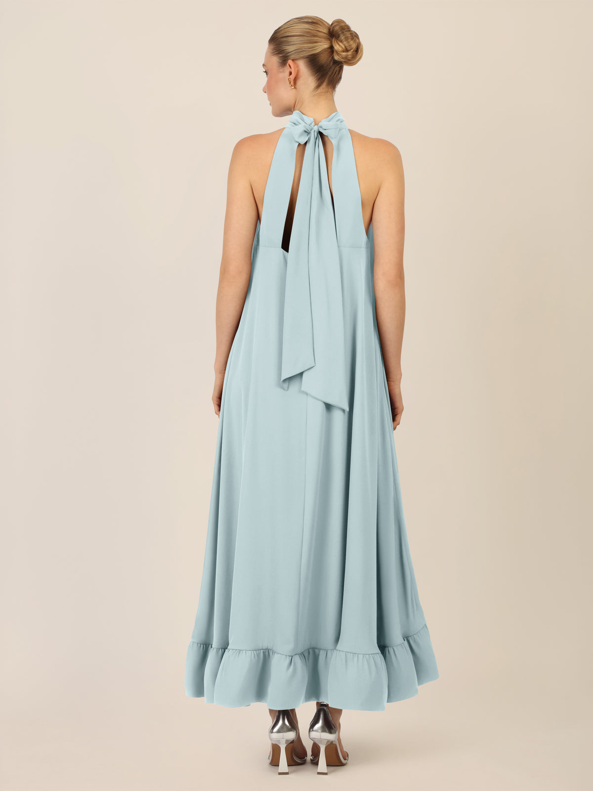 APART Chiffonkleid mit Volantsaum | hellblau