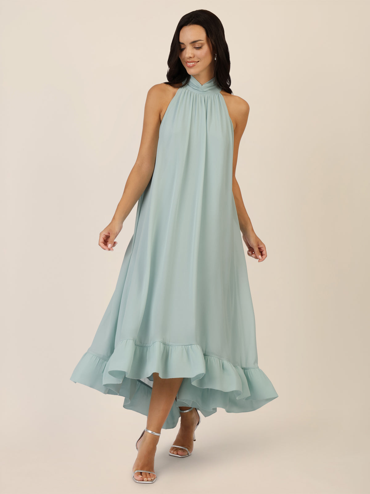APART Chiffonkleid mit Volantsaum | hellblau