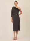 APART One-Shoulder Cocktailkleid mit Federbesatz | schwarz