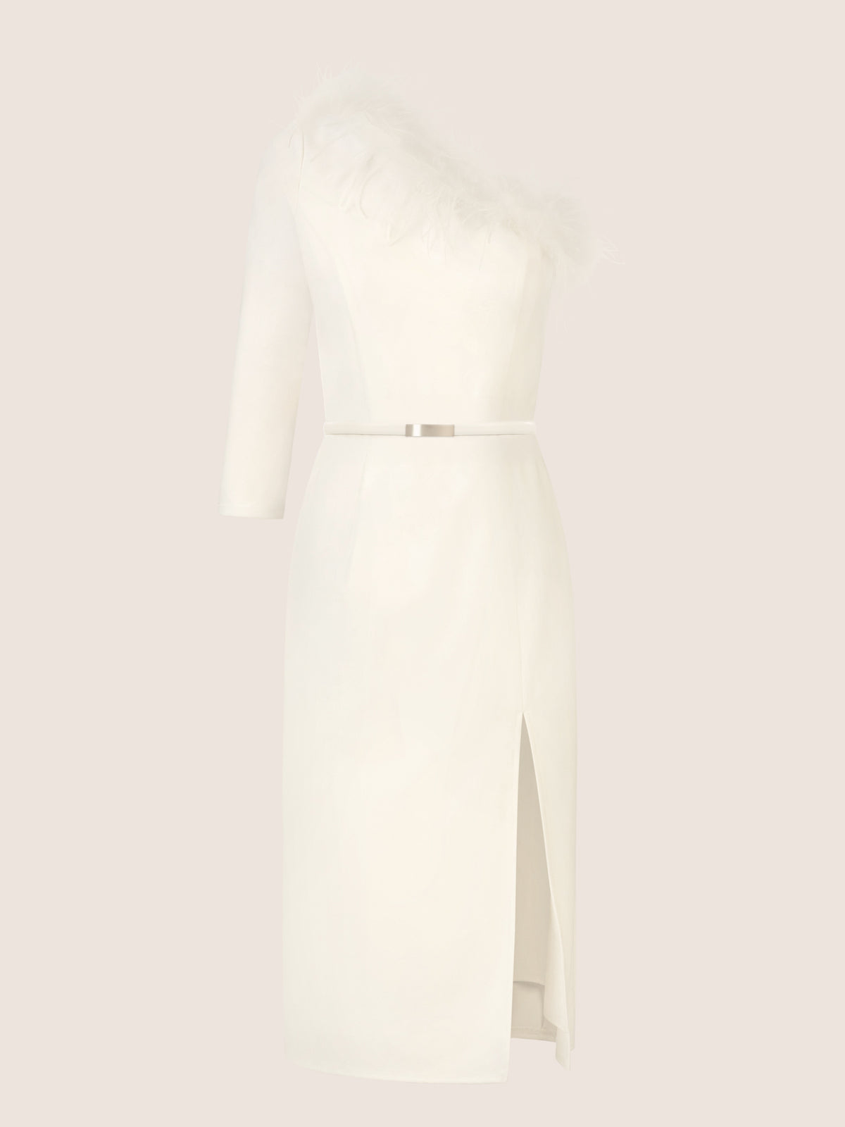 APART One-Shoulder Cocktailkleid mit Federbesatz | creme