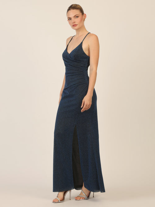 APART Abendkleid mit schmalen verstellbaren Trägern, hinten gekreuzt | nachtblau image 1