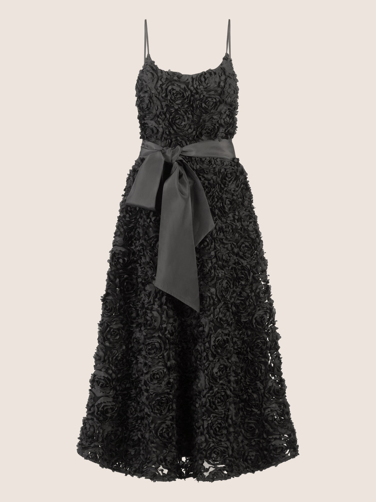 APART Cocktailkleid mit allover 3D-Rosenstruktur | schwarz
