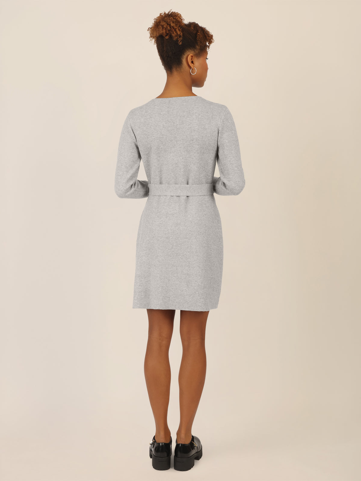 APART Strickkleid mit V-Ausschnitt | graumeliert