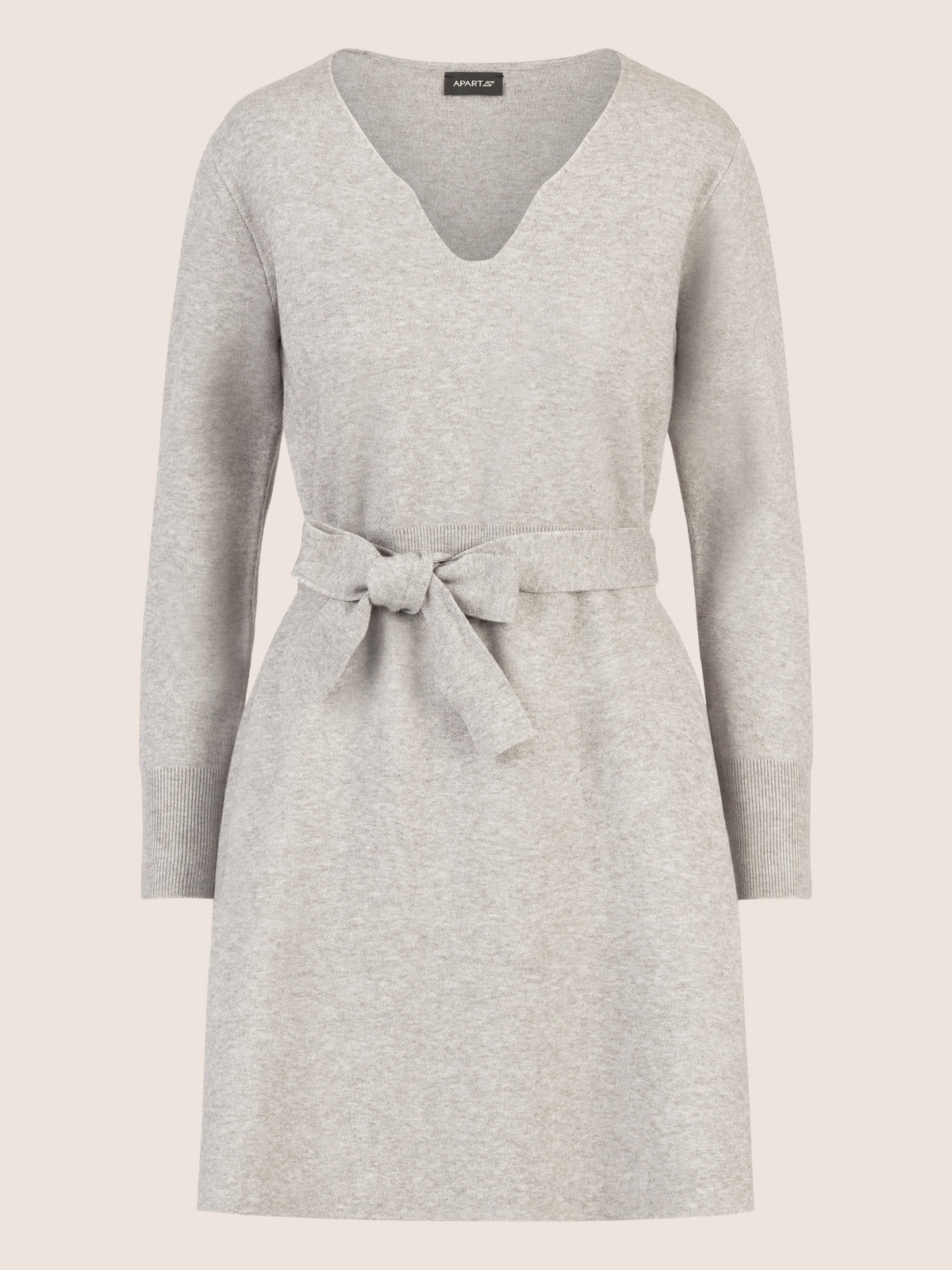 APART Strickkleid mit V-Ausschnitt | graumeliert