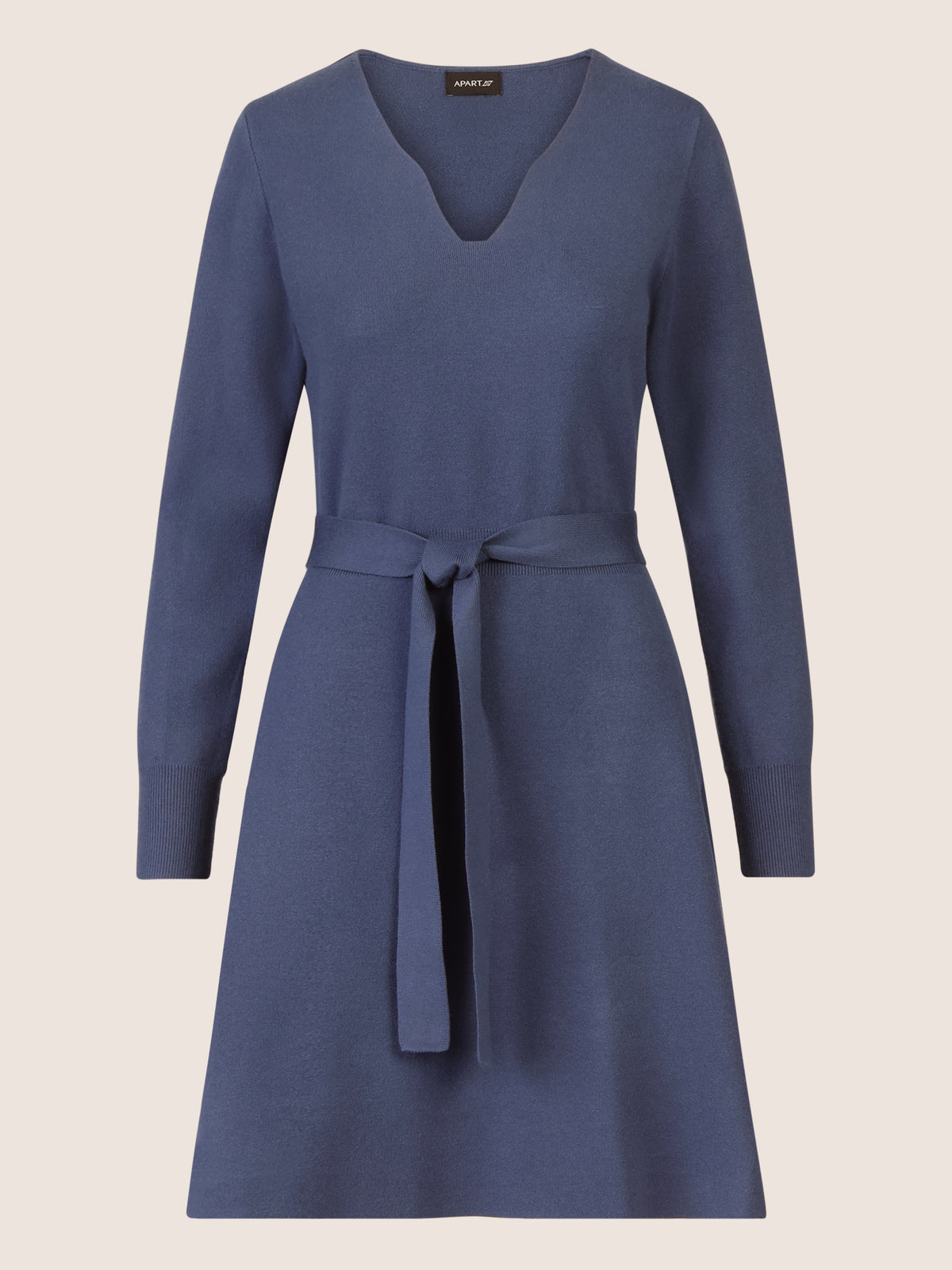 APART Strickkleid mit V-Ausschnitt | mittelblau