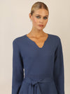 APART Strickkleid mit V-Ausschnitt | mittelblau