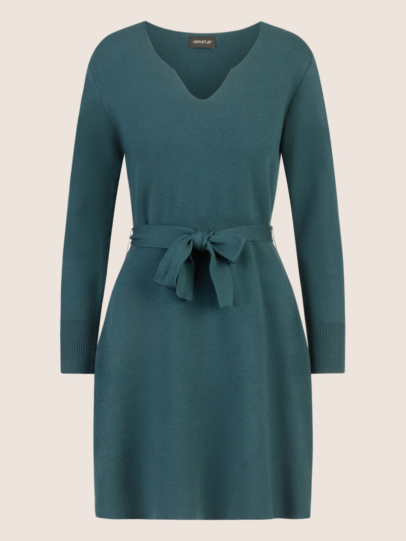 APART Strickkleid mit V-Ausschnitt | dunkelgrün