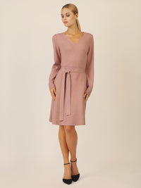APART Strickkleid mit V-Ausschnitt | mauve