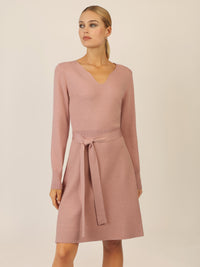 APART Strickkleid mit V-Ausschnitt | mauve
