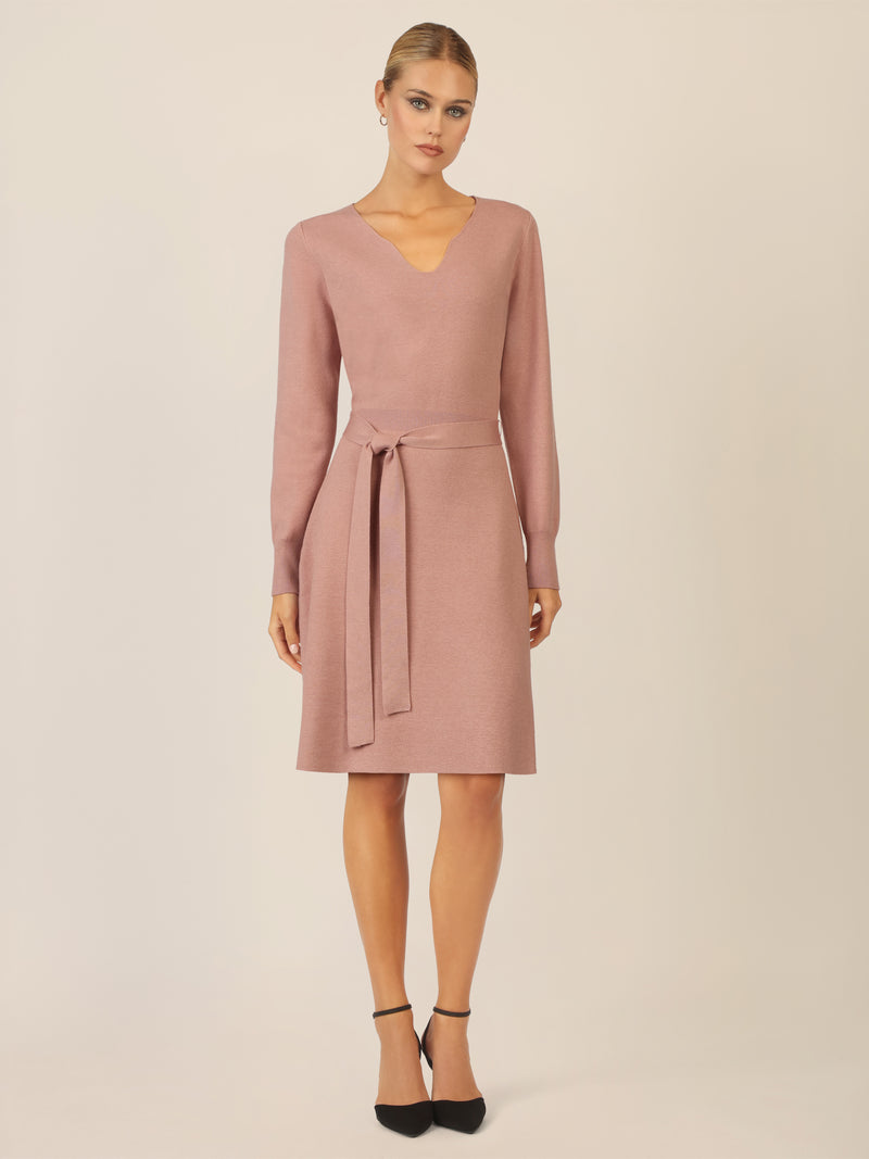 APART Strickkleid mit V-Ausschnitt | mauve