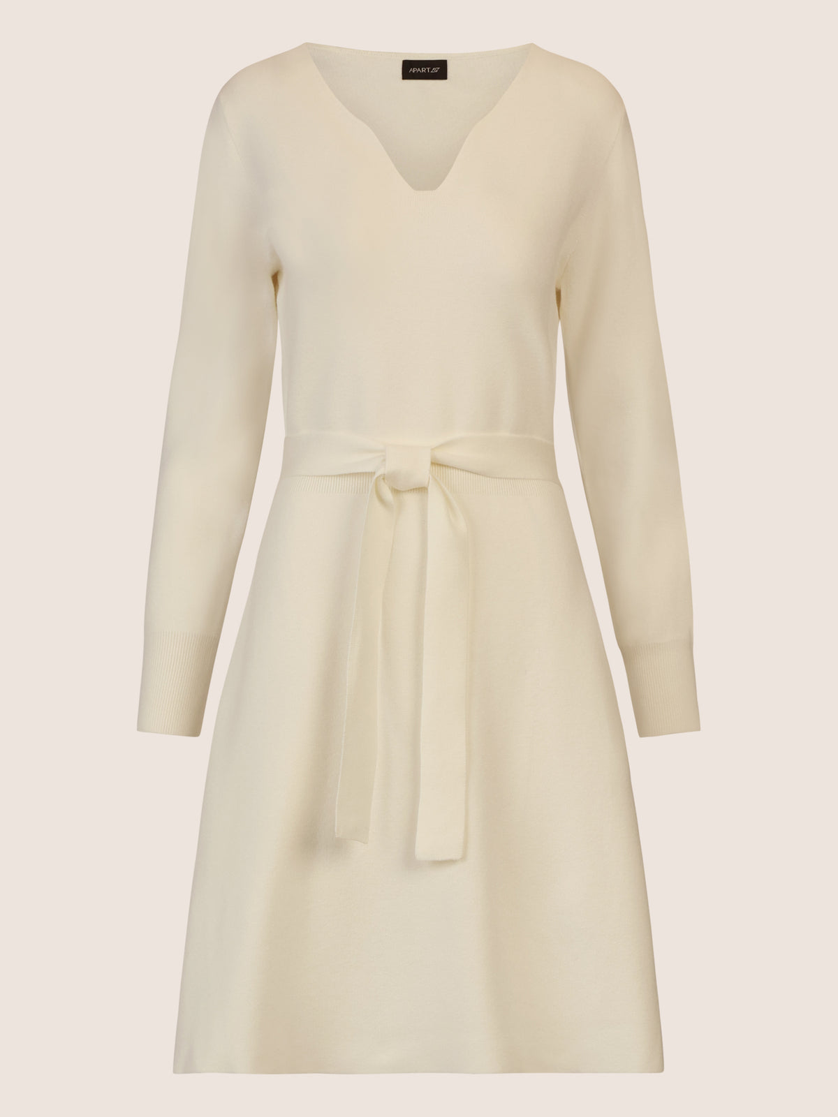 APART Strickkleid mit V-Ausschnitt | creme
